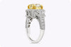 GIA Certified 3.40 Carat Radiant Cut Yellow Diamond Halo Engagement Ring in Yellow & White Gold