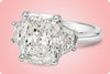 GIA Certified 5.01 Carats Radiant Cut Diamond Three-Stone Engagement Ring in Platinum