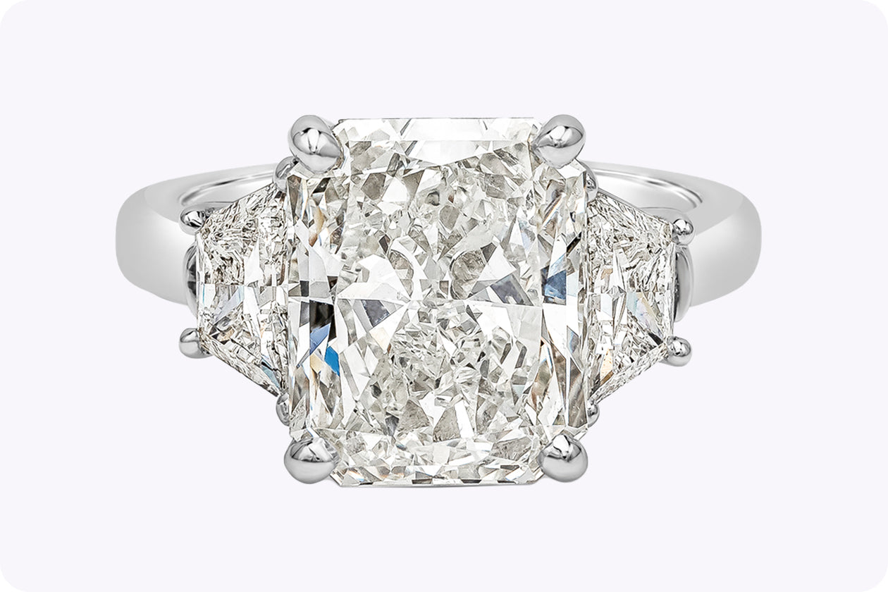 Give Example Deyamon GIA Certified 5.01 Carats Radiant Cut Diamond Three-Stone Engagement ...