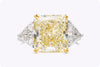 Oscar Heyman 9.03 Carats Radiant Cut Yellow Diamond Engagement Ring in Yellow Gold & Platinum