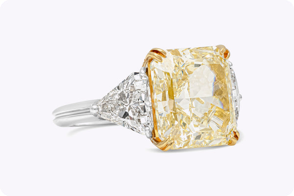 Oscar Heyman 9.03 Carats Radiant Cut Yellow Diamond Engagement Ring in Yellow Gold & Platinum