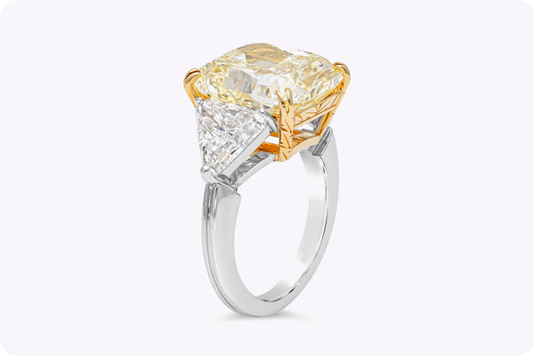 Oscar Heyman 9.03 Carats Radiant Cut Yellow Diamond Engagement Ring in Yellow Gold & Platinum