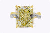 GIA Certified 12.16 Carats Radiant Cut Yellow Diamond Intertwined Engagement Ring in Yellow Gold & Platinum