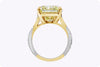 GIA Certified 12.16 Carats Radiant Cut Yellow Diamond Intertwined Engagement Ring in Yellow Gold & Platinum