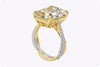 GIA Certified 12.16 Carats Radiant Cut Yellow Diamond Intertwined Engagement Ring in Yellow Gold & Platinum