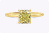 GIA Certified 1.35 Carats Radiant Cut Yellow Diamond Solitaire Engagement Ring in Yellow Gold