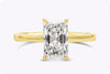 GIA Certified 1.66 Carats Total Elongated Radiant Cut Diamond Solitaire Engagement Ring in Yellow Gold