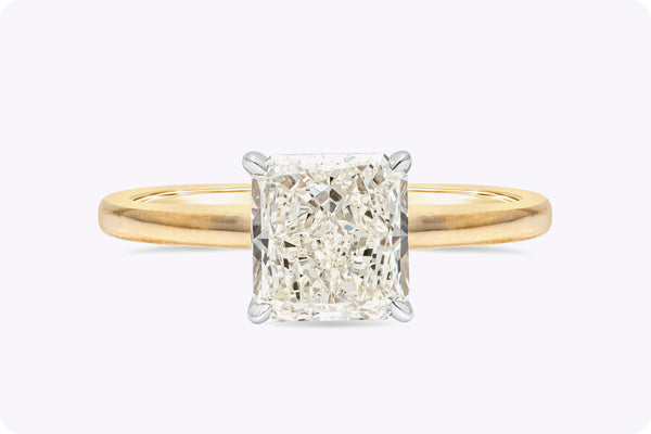 GIA Certified 1.61 Carats Radiant Cut Diamond Solitaire Engagement Ring in Two Tone