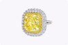 GIA 12.87 Carat Radiant Cut Yellow Diamond Double Halo Important Ring in Yellow Gold & Platinum