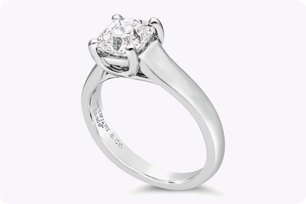 Tiffany & Co GIA Certified 1.08 Carats Radiant Cut Diamond Solitaire Engagement Ring in Platinum