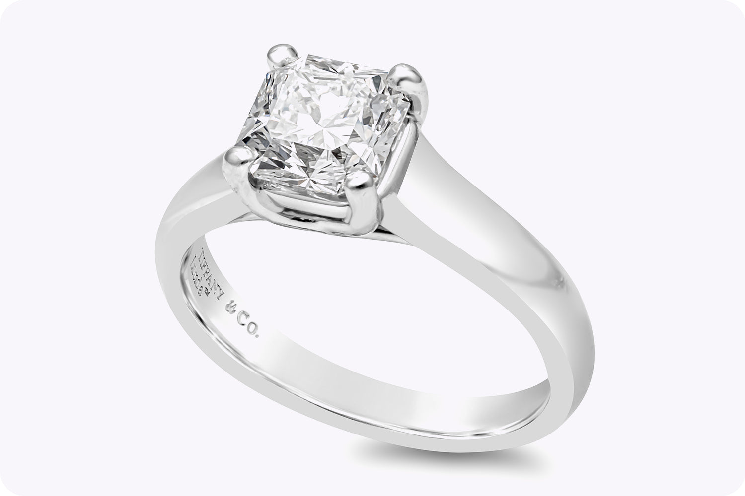 Tiffany & Co GIA Certified 1.08 Carats Radiant Cut Diamond Solitaire Engagement Ring in Platinum