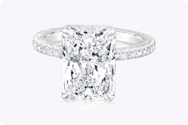 GIA Certified 4.40 Carats Radiant Cut Diamond Engagement Ring in Platinum