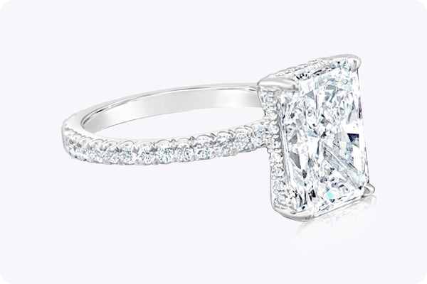 GIA Certified 4.40 Carats Radiant Cut Diamond Engagement Ring in Platinum