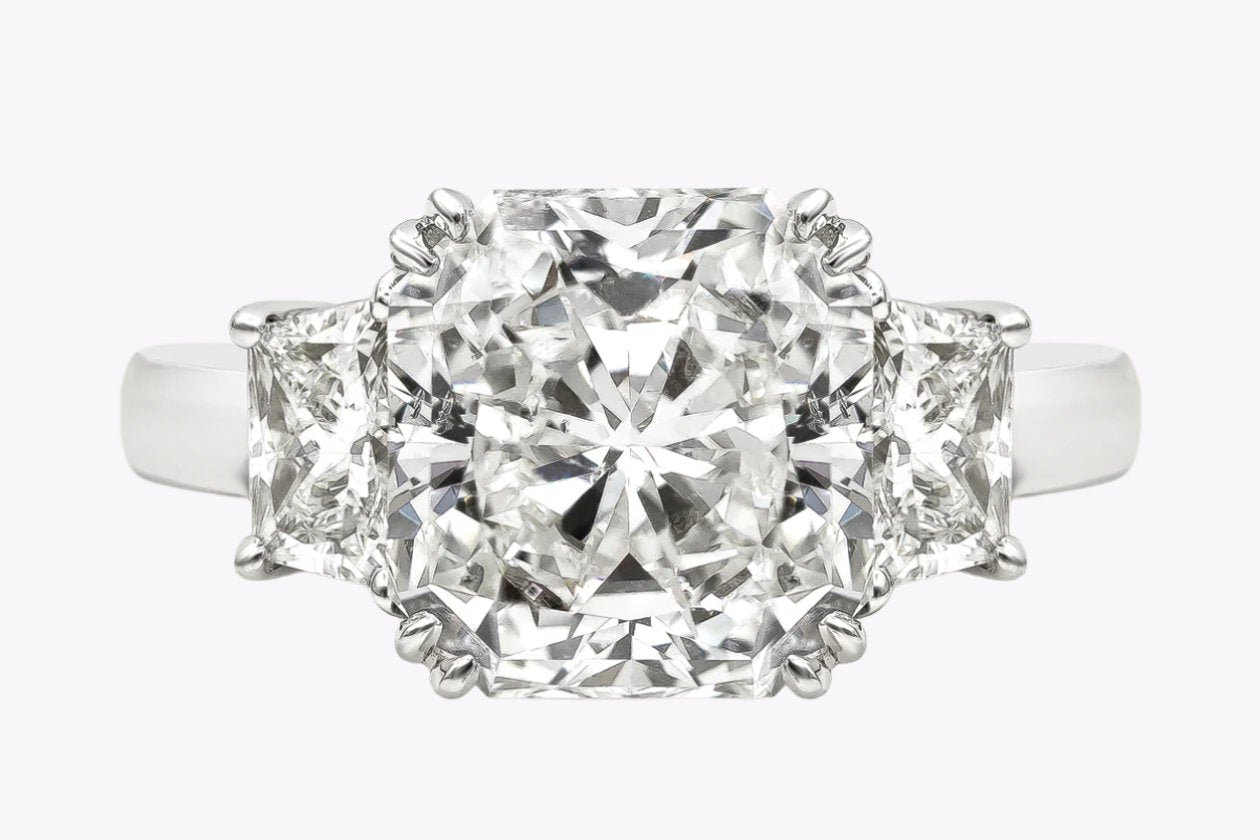 Give Example Deyamon GIA Certified 5.24 Carats Radiant Cut Diamond Three-Stone Engagement ...
