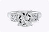 GIA Certified 3.04 Carats Radiant Cut Diamond Three Stone Engagement Ring in Platinum