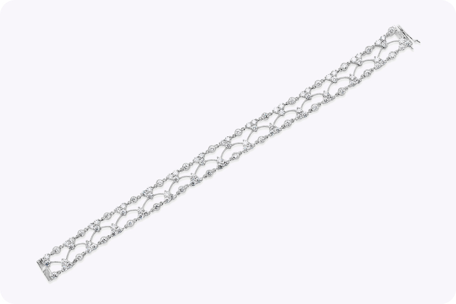 4.75 Carats Total Brilliant Round Diamonds Open Work Bracelet in White Gold