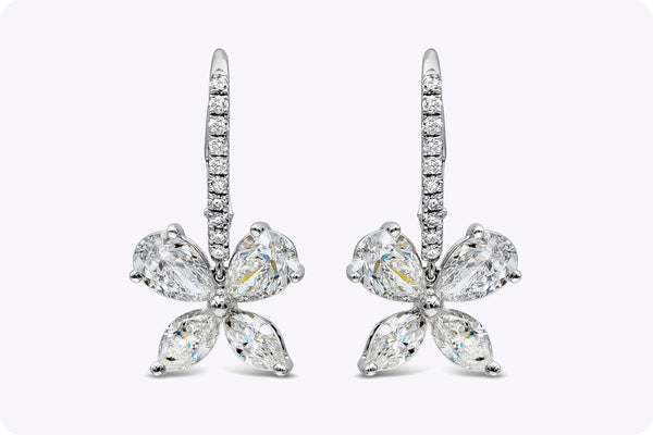 2.54 Carats Total Mixed-Shape Diamonds Drop Earrings in White Gold