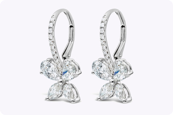 2.54 Carats Total Mixed-Shape Diamonds Drop Earrings in White Gold