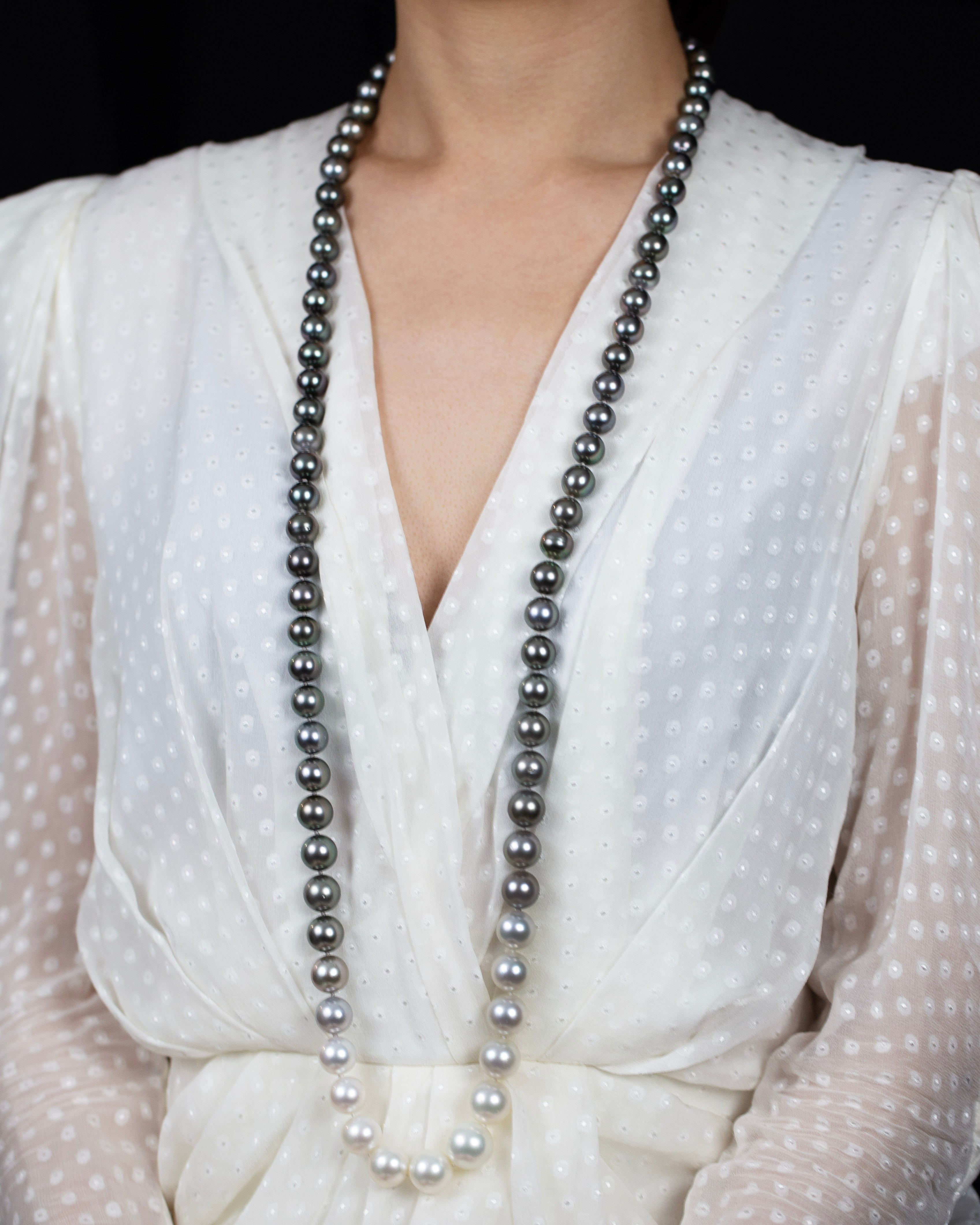 Black & White South Sea Pearl Opera Length Necklace