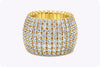 8.11 Carats Total Round Brilliant Cut Diamond Flexible Pavé Fashion Ring in Yellow Gold