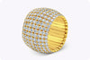 8.11 Carats Total Round Brilliant Cut Diamond Flexible Pavé Fashion Ring in Yellow Gold