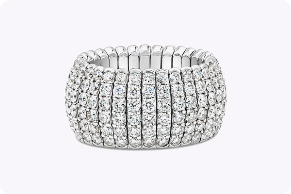 4.92 Carats Total Round Brilliant Cut Diamond Flexible Pavé Fashion Ring in White Gold