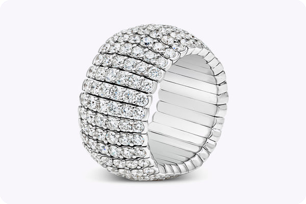 4.92 Carats Total Round Brilliant Cut Diamond Flexible Pavé Fashion Ring in White Gold