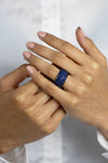 5.88 Carats Total Brilliant Round Cut Blue Sapphire Flexible Pave Fashion Ring in White Gold