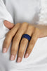 5.88 Carats Total Brilliant Round Cut Blue Sapphire Flexible Pave Fashion Ring in White Gold