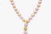 4.50 Carats Total Diamond South Sea Pink Pearl Lariat Necklace in Yellow Gold