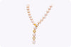 4.50 Carats Total Diamond South Sea Pink Pearl Lariat Necklace in Yellow Gold