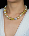 Golden and White Baroque South Sea Pearls and Yellow Sapphire Necklace