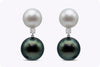 South Sea and Tahitian Pearl with Diamond Dangle Earrings in White Gold