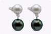 South Sea and Tahitian Pearl with Diamond Dangle Earrings in White Gold