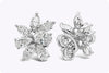 3.80 Carat Mixed Cut Diamonds Cluster Stud Earrings in White Gold
