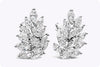 3.07 Marquise Cut Diamond Cluster Stud Earrings