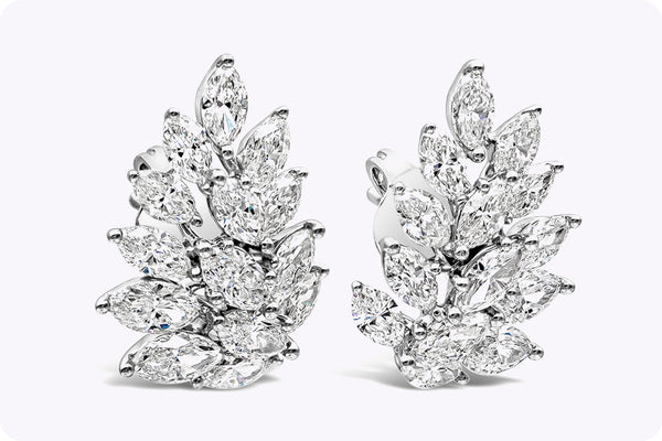 3.07 Marquise Cut Diamond Cluster Stud Earrings