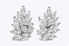 3.07 Carat Total Marquise Cut Diamond Cluster Stud Earrings
