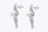 2.56 Carat Diamond and South Sea Pearl Stud Earrings in White Gold