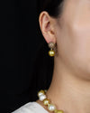 2.21 Carats Total Round Champagne Diamond and South Sea Golden Pearl Earrings in Rose Gold