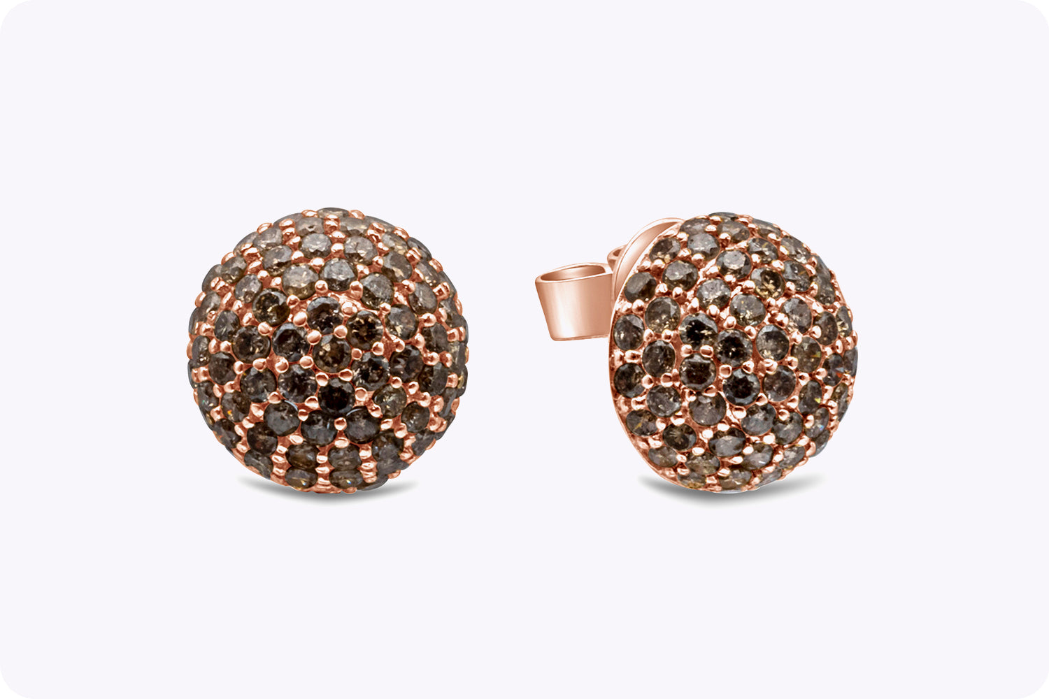 2.21 Carats Total Round Champagne Diamond with South Sea Golden Pearl Earrings in Rose Gold