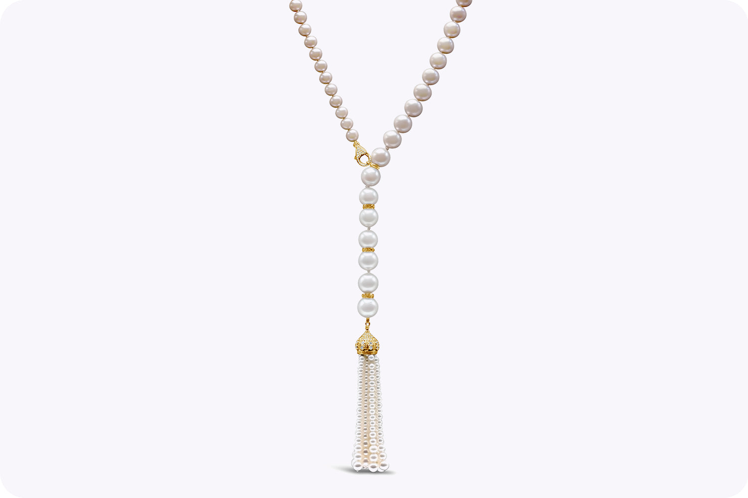 Pink & White South Sea Pearl Opera Length Tassel Necklace