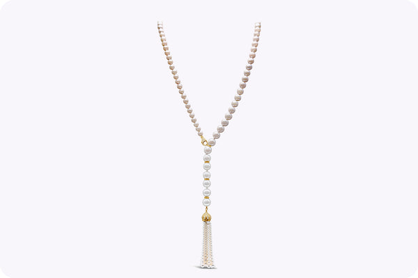 Pink & White South Sea Pearl Opera Length Tassel Necklace