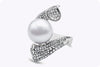 1.44 Carats Diamond & South Sea Pearl Cocktail Fashion Ring in White Gold