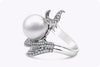 1.44 Carat Diamond And South Sea Pearl Cocktail Fashion Ring in White Gold