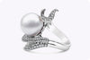 1.44 Carats Diamond & South Sea Pearl Cocktail Fashion Ring in White Gold