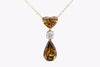 GIA Certified 9.29 Carats Total Mixed-Cut Diamond Three-Stone Pendant Necklace in Yellow Gold