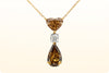GIA Certified 9.29 Carats Total Mixed Cut Natural Fancy Color Diamond Pendant Necklace in Yellow Gold