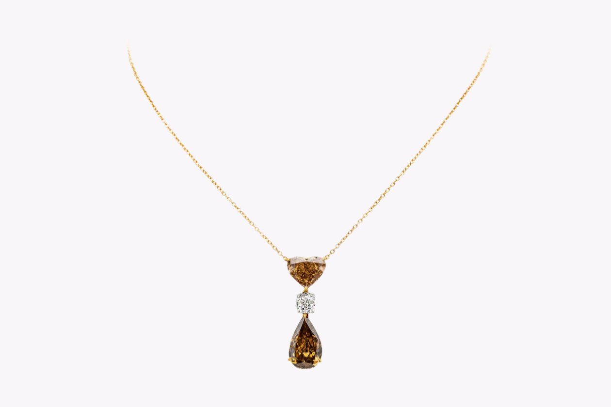 GIA Certified 9.29 Carats Total Mixed-Cut Diamond Three-Stone Pendant Necklace in Yellow Gold