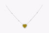 GIA Certified 4.02 Carats Heart Shape Yellow Diamond Halo Pendant Necklace